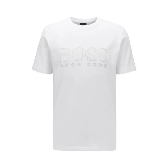 雨果博斯/Hugo Boss 徽标印花弹力棉圆领 T 恤 hbas50436295100
