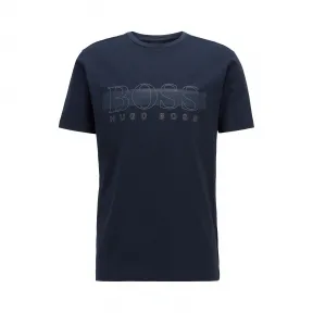 雨果博斯/Hugo Boss 徽标印花弹力棉圆领 T 恤 50436295410