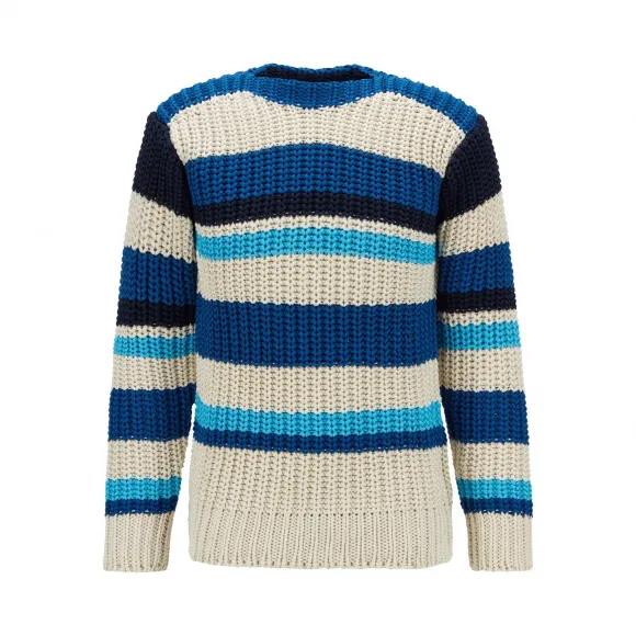 雨果博斯/Hugo Boss 意大利丝光棉条纹毛衣 50439153410