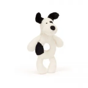 邦尼兔/Jellycat Bashful Black & Cream Puppy Ring Rattle BRR4BCP