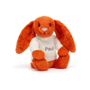 邦尼兔/Jellycat Bashful Tangerine Bunny with Personalised Cream Jumper JUMPCBAS3BTA