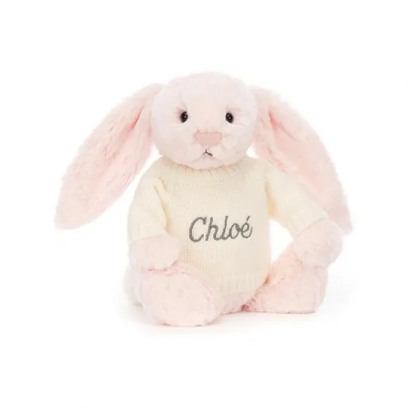 邦尼兔/Jellycat Bashful Pink Bunny with Personalised Cream Jumper JUMPCBAS4BP