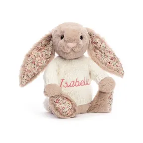 邦尼兔/Jellycat Blossom Bea Beige Bunny with Personalised Cream Jumper JUMPCBLN3BB