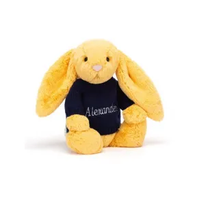 邦尼兔/Jellycat Bashful Sunshine Bunny with Personalised Navy Jumper JUMPNBAS3BSU