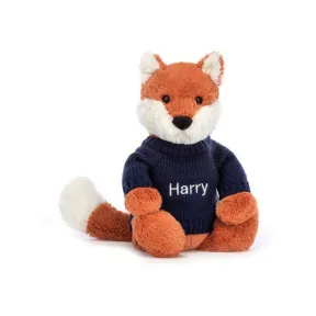 邦尼兔/Jellycat Bashful Fox Cub with Personalised Navy Jumper JUMPNBAS3FXC
