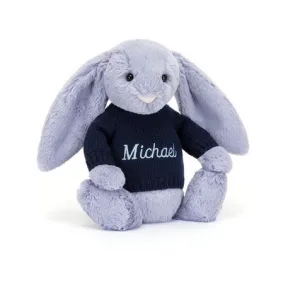 邦尼兔/Jellycat Bashful Viola Bunny with Personalised Navy Jumper JUMPNBAS3VB
