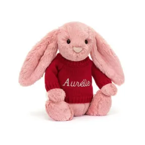 邦尼兔/Jellycat Bashful Petal Bunny with Personalised Red Jumper JUMPRBAS3PET
