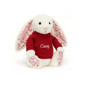 邦尼兔/Jellycat Blossom Cherry Bunny with Personalised Red Jumper JUMPRBL3CHE