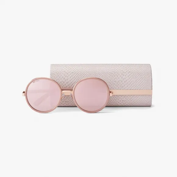 Jimmychoo/吉米周 ANDIENS54-闪粉嵌条装饰裸色圆框太阳镜 ANDIENS54EFWMOO1368