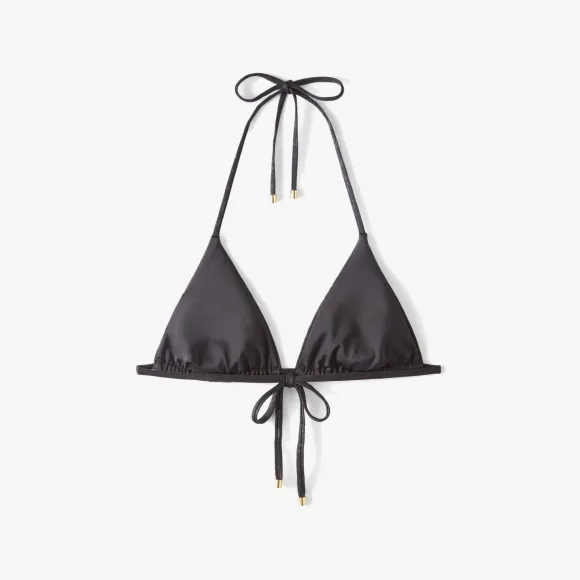 Jimmychoo/吉米周 ARIAH-黑色JC字母印花环保再生尼龙拼莱卡三角比基尼上衣 ARIAHB050013776