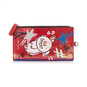 Jimmychoo/吉米周 小猪手绘图案红色钱包  ARIELPLUSVZQ060016