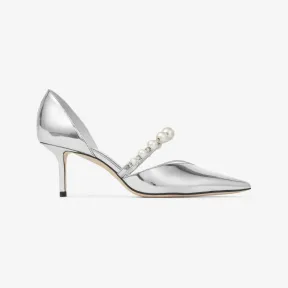 Jimmychoo/吉米周 AURELIE 65 | 珍珠饰银色液态金属感皮革尖头高跟鞋 AURELIE65QUR0C0980