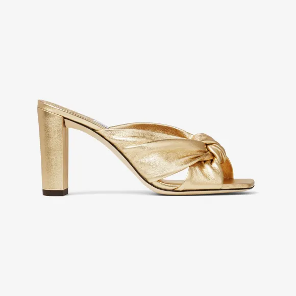 Jimmychoo/吉米周 AVENUE 85-金色金属感纳帕革穆勒鞋 AVENUE85MNAOO0022