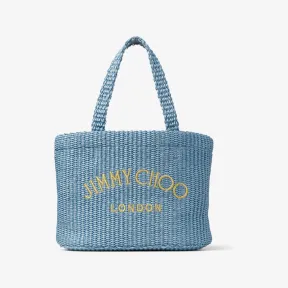 Jimmychoo/吉米周 刺绣烟青色拉菲草织迷你托特包 BEACHTOTEEWMINIBXG043452
