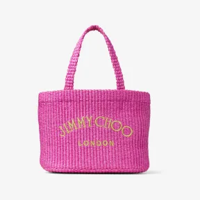 Jimmychoo/吉米周 刺绣桃红色拉菲草织迷你托特包 BEACHTOTEEWMINIBXG112564