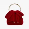 Jimmychoo/吉米周 BON BON - 蝴蝶结饰红色立绒手提包 BONBONAKY061779