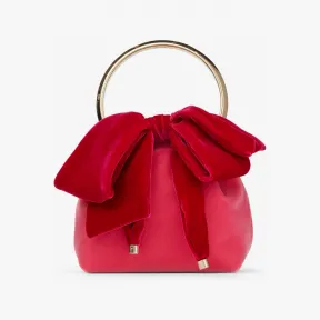 Jimmychoo/吉米周 BON BON - 蝴蝶结饰糖粉色立绒手提包 BONBONAKY112620