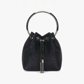 Jimmychoo/吉米周 -金属提手浓黑色闪亮卢勒克斯金银纱编织手提包 BONBONWDF013736