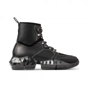 Jimmychoo/吉米周 针织装饰黑色牛皮Diamond 太空风平底靴 DIAMONDSPACEBOOTVKT000074