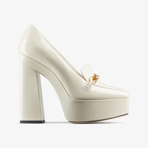 Jimmychoo/吉米周 DIAMOND TILDA 140乐福鞋-链饰拿铁色软漆皮乐福鞋 DIAMONDTILDA140SOP080258