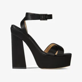 Jimmychoo/吉米周 GAIA 140凉鞋-黑色缎面厚底凉鞋 GAIA140SAT010003