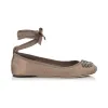 Jimmychoo/吉米周 浅色摩卡色缎布和罗缎缎带芭蕾舞平底鞋 GRACEFLATTNG022963