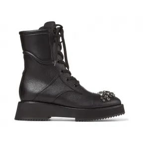 Jimmychoo/吉米周 黑色粒面皮军靴  HADLEYFLATYAS0C6123