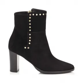 Jimmychoo/吉米周 黑色饰钉绒面革靴 HARLOW80DUT010003
