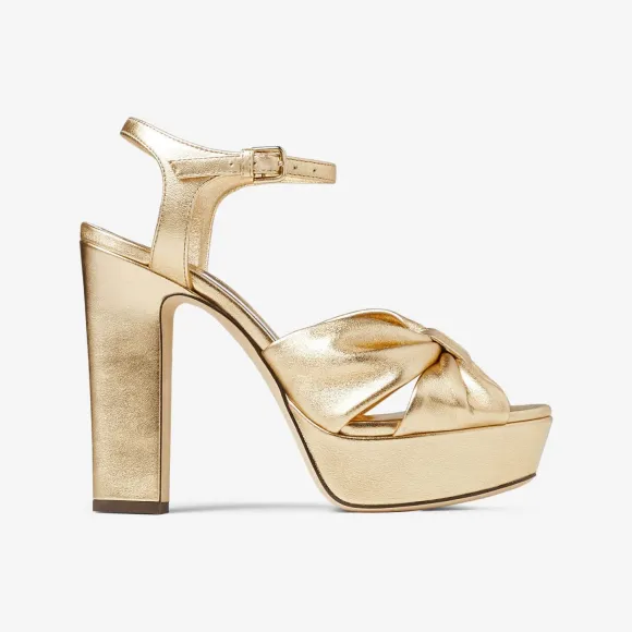 Jimmychoo/吉米周 HELOISE 120 | 金色金属感纳帕革厚底凉鞋 HELOISE120MNAOO0022