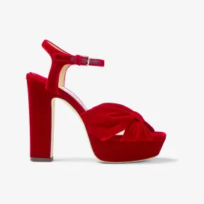 Jimmychoo/吉米周 HELOISE 120凉鞋-红色立绒厚底凉鞋 HELOISE120VEL060016