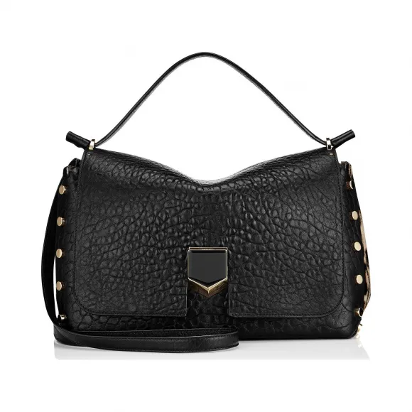 Jimmychoo/吉米周 黑色粒状皮革和雪豹印花小马手提包 j000051135001