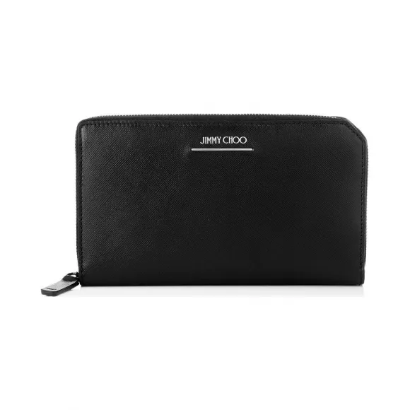 Jimmychoo/吉米周 黑色Saffiano皮革旅行钱包 j000055222001