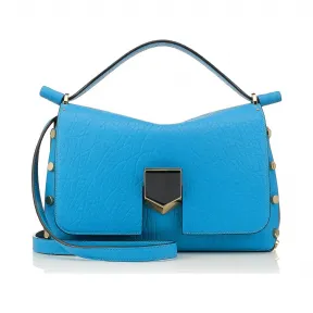 Jimmychoo/吉米周 机器人蓝色粒面皮革和黑色纳帕手提包 j000060286001