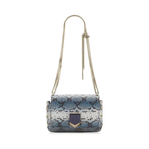 Jimmychoo/吉米周 牛仔条纹降解蟒蛇皮单肩包 j000063620001