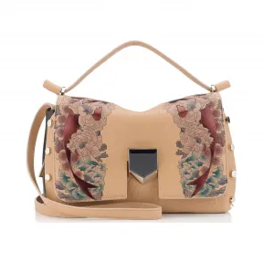 Jimmychoo/吉米周 裸色和多色纹身印花粒面皮革手提包 j000071075001