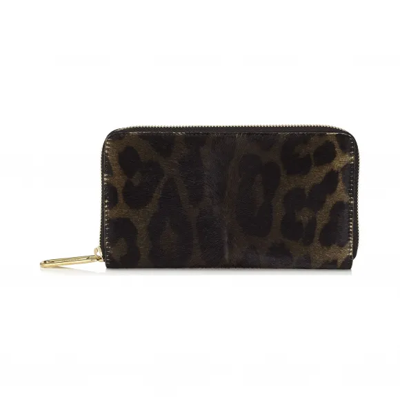 Jimmychoo/吉米周 军绿色豹纹小马和橙色小马拉链钱包 j000071244001