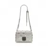 Jimmychoo/吉米周 复古银色蚀刻金属皮革单肩包，配水晶纽扣和金属饰钉 j000078766001