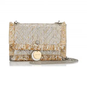 Jimmychoo/吉米周 天然和银色金属拉菲草斜挎迷你包 j000083794001