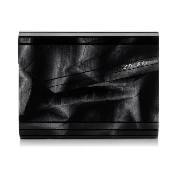 Jimmychoo/吉米周 无烟煤皱La脚面料亚克力手拿包 J000087363001