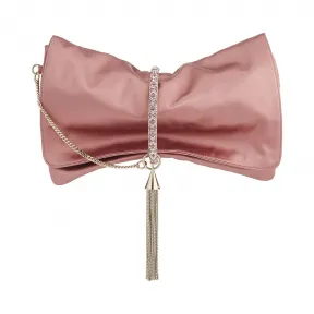 Jimmychoo/吉米周 复古玫瑰色缎面手拿包配水晶手链 J000089209001