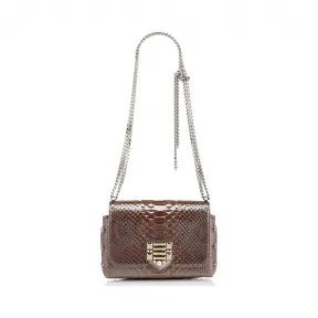 Jimmychoo/吉米周 芭蕾粉红色釉面蟒蛇皮单肩包，铺有水晶锁 J000094585001