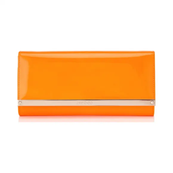 Jimmychoo/吉米周 霓虹橙色专利和绒面革配件手拿包 j143nk3neu821001