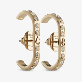 Jimmychoo/吉米周 JC CUFF EARRING耳环-JC 交织字母饰金色金属水晶耳环 JCCUFFEARRINGMJI0C3720