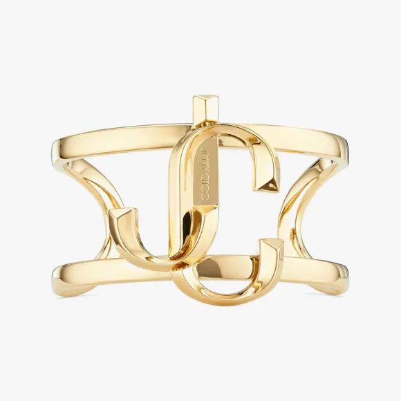 Jimmychoo/吉米周 JCMonogramCuff-JC交织字母金色金属手镯 JCMONOGRAMCUFFMFQOO0022