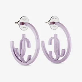 Jimmychoo/吉米周 JC MONOGRAM HOOPS耳环-紫藤色珐琅漆面金属 JC 交织字母大圈耳环 JCMONOGRAMHOOPSBYY051551
