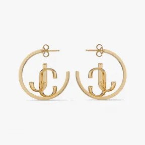 Jimmychoo/吉米周 JCMonogramHoops-JC交织字母饰金色金属大圈耳环 JCMONOGRAMHOOPSMFQOO0022