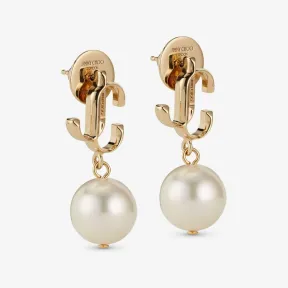 Jimmychoo/吉米周 JC PEARL EARRING耳钉-金色金属 JC 交织字母饰珍珠耳钉 JCPEARLEARRINGDXQ0C9456