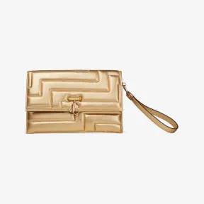 Jimmychoo/吉米周 JC SQUARE ENVELOPE荷包-金色绗缝金属感荷包 JCSQUAREENVELOPERBA008937