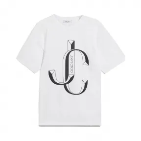 Jimmychoo/吉米周 JC 品牌 logo 款白色棉质宽松 T 恤  JCTEES006080898