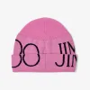 Jimmychoo/吉米周 JENS小圆帽-logo 饰糖粉色羊毛拼羊绒小圆帽 JENSH6E046280S628112597